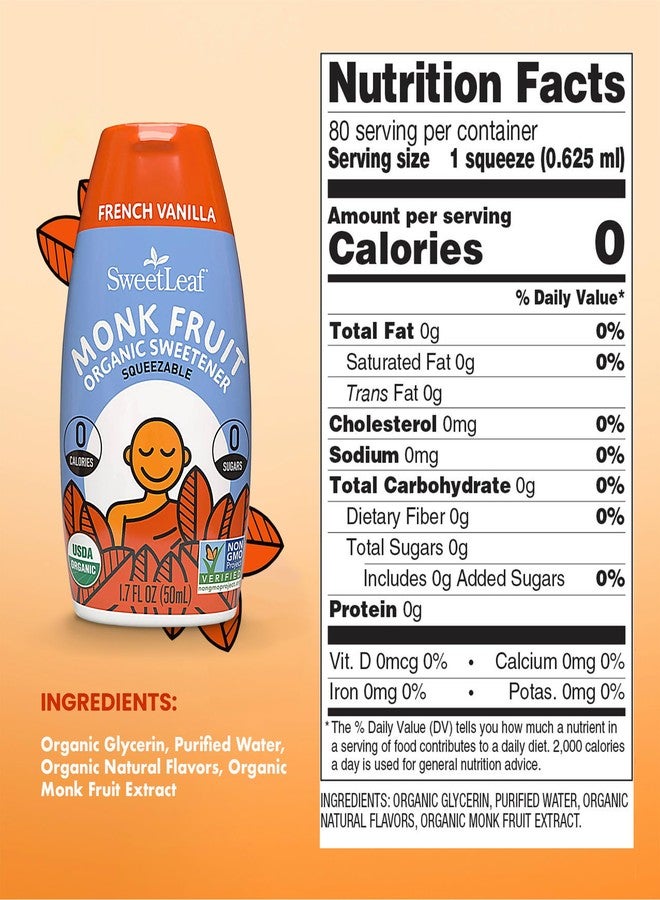 SweetLeaf French Vanilla Liquid Monk Fruit - Monk Fruit Liquid Sweetener Drops, Organic Monk Fruit Extract, Zero Calorie Sweetener, Sugar Free, Keto Friendly, Erythritol Free - 1.7 Fl Oz - Image 2
